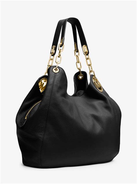 michael kors bag leather black|michael kors black leather handbag.